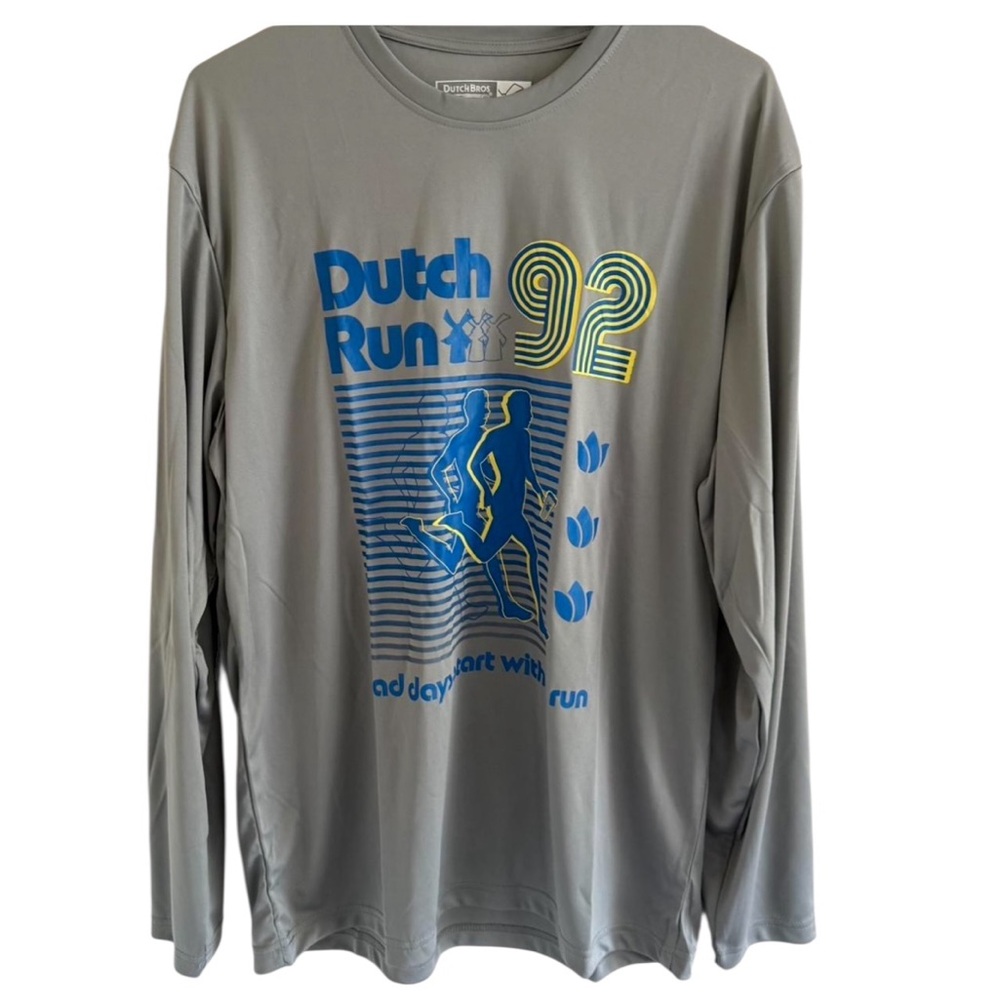 Dutch Bros LARGE+3X BRAND NEW IN PACKAGE Gray Long Sleeve Jersey “Dutch Run”